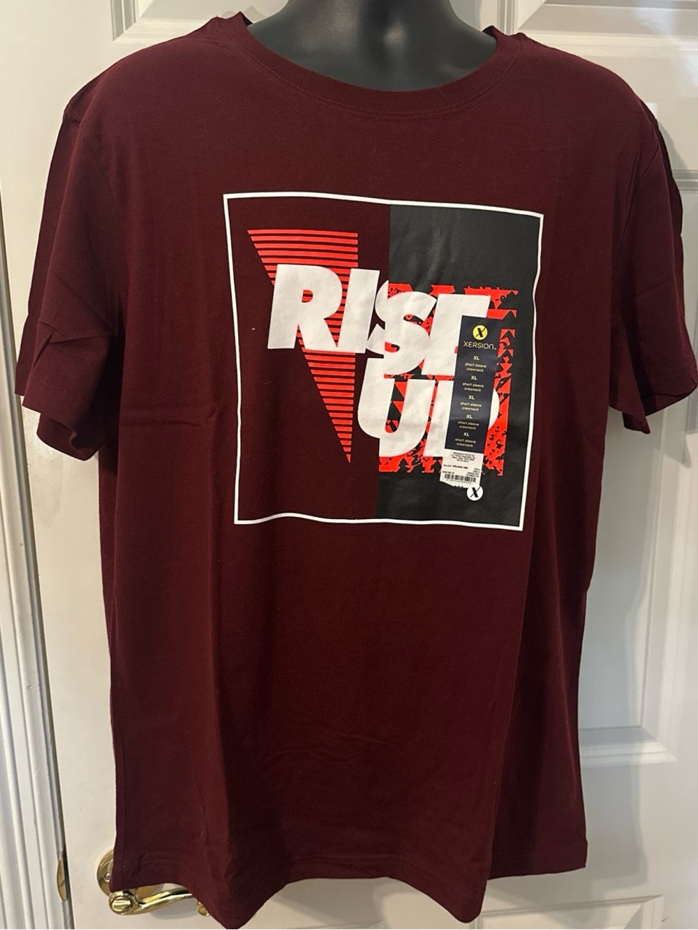 Xersion Men’s Maroon Graphic Tee with White & Red Print